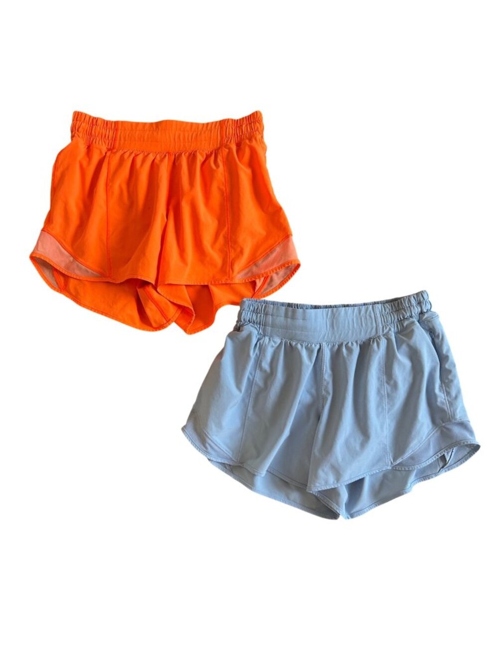 Lululemon Womens Sz 6 Speed Up Shorts Pack Of 2 Orange & Light Blue